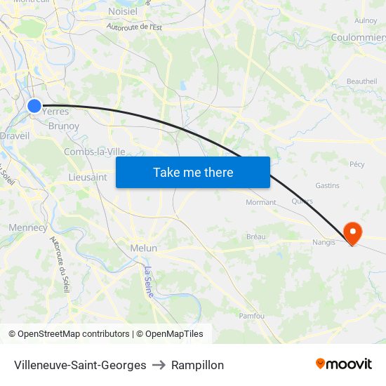 Villeneuve-Saint-Georges to Rampillon map