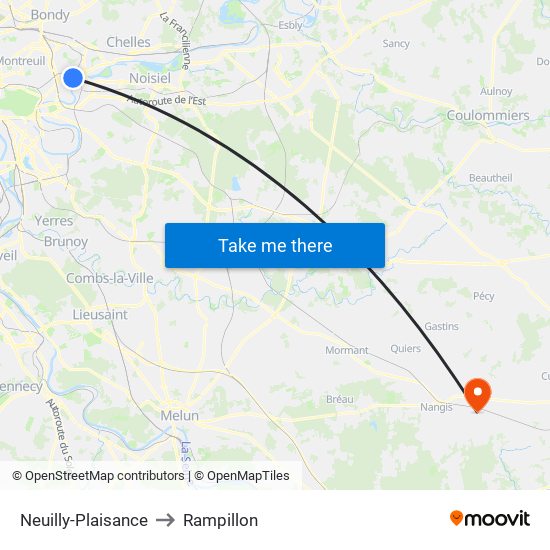 Neuilly-Plaisance to Rampillon map