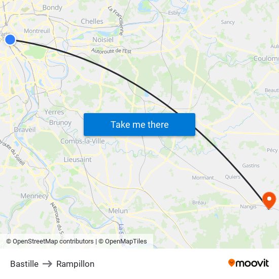 Bastille to Rampillon map