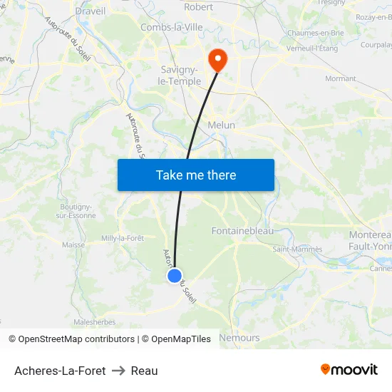 Acheres-La-Foret to Reau map