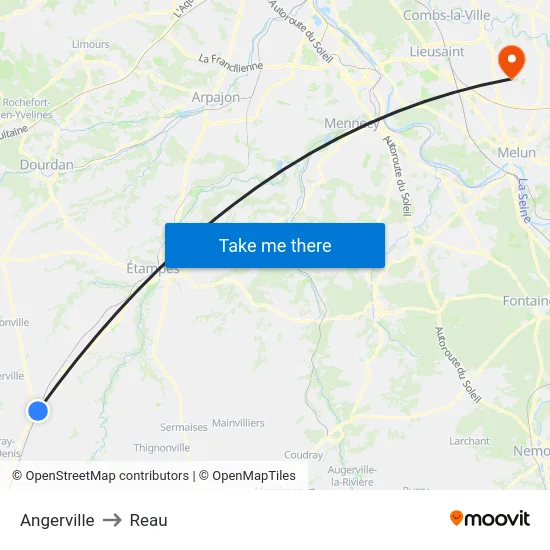 Angerville to Reau map