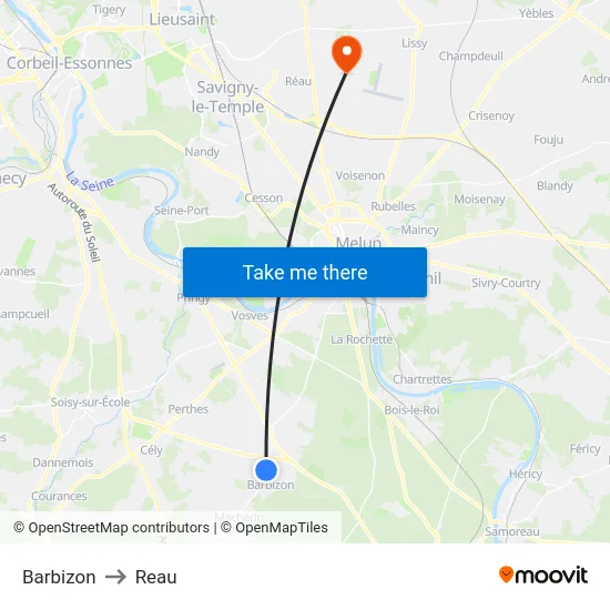 Barbizon to Reau map