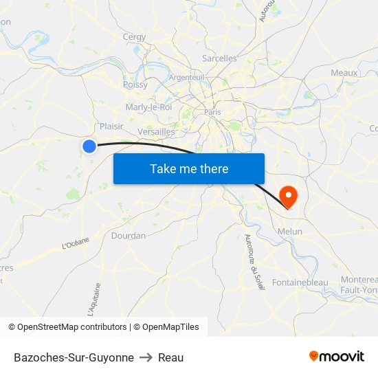 Bazoches-Sur-Guyonne to Reau map