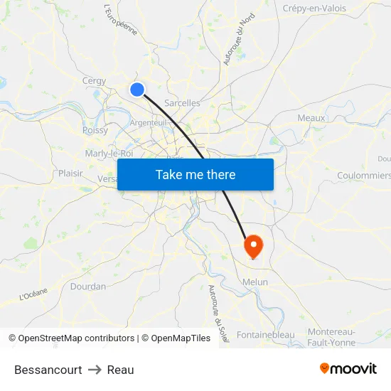 Bessancourt to Reau map