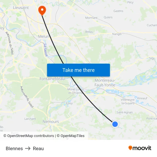 Blennes to Reau map