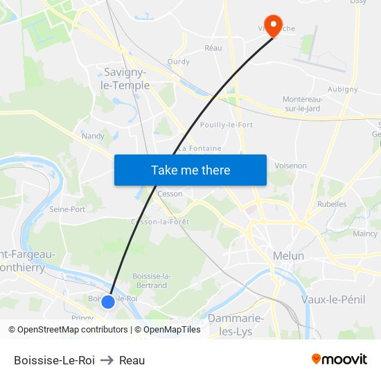 Boissise-Le-Roi to Reau map