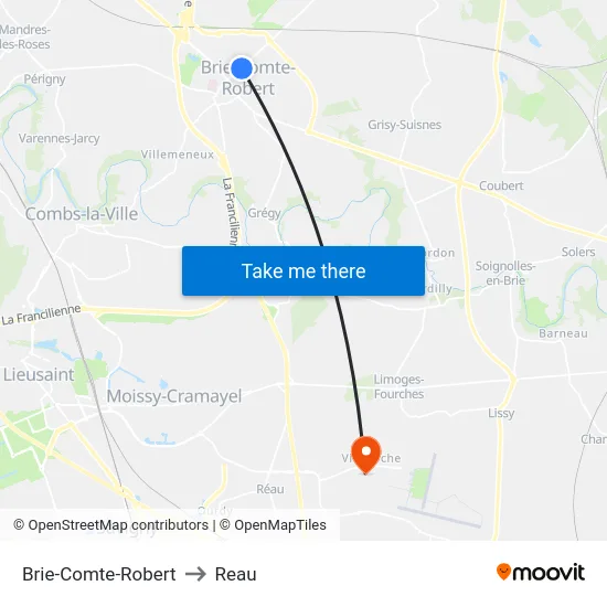 Brie-Comte-Robert to Reau map