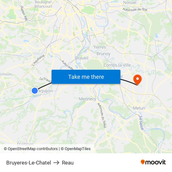 Bruyeres-Le-Chatel to Reau map