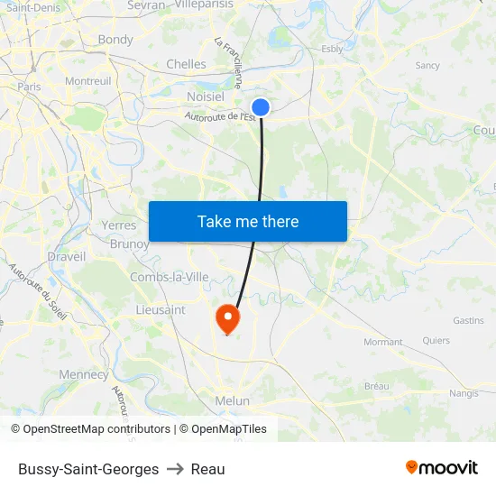 Bussy-Saint-Georges to Reau map