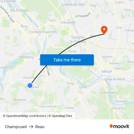 Champcueil to Reau map