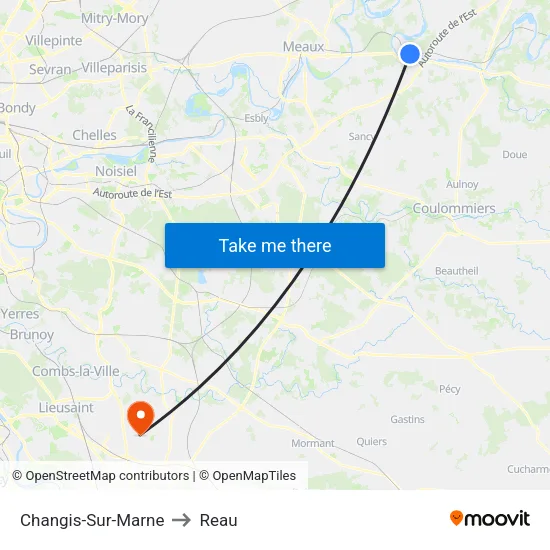 Changis-Sur-Marne to Reau map