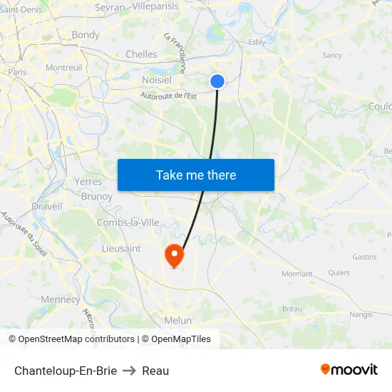 Chanteloup-En-Brie to Reau map