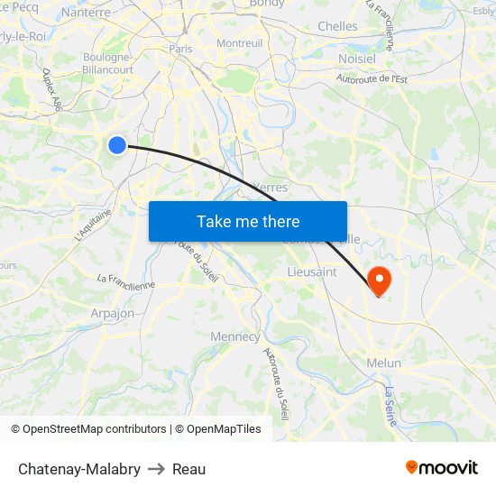 Chatenay-Malabry to Reau map
