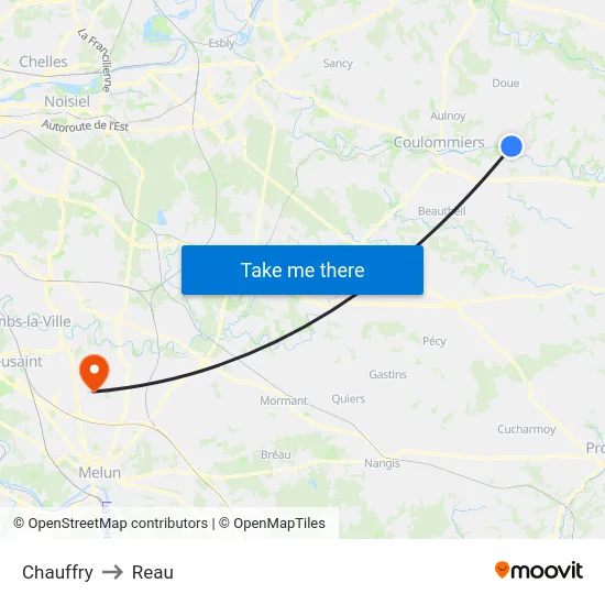 Chauffry to Reau map