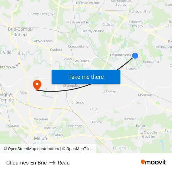 Chaumes-En-Brie to Reau map