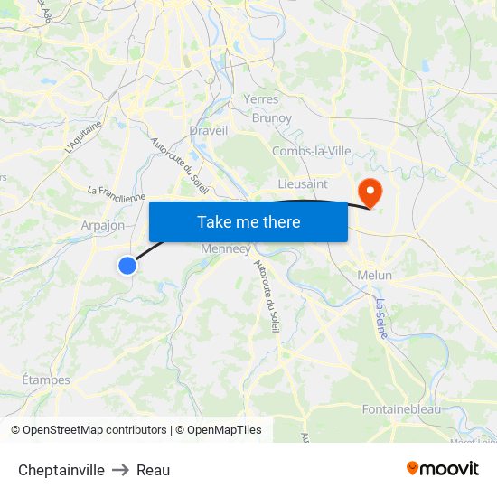 Cheptainville to Reau map