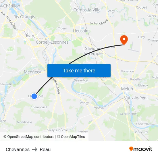 Chevannes to Reau map