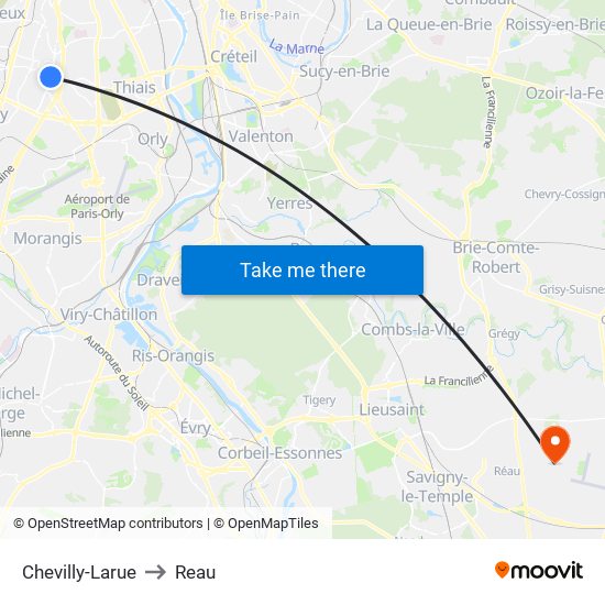 Chevilly-Larue to Reau map