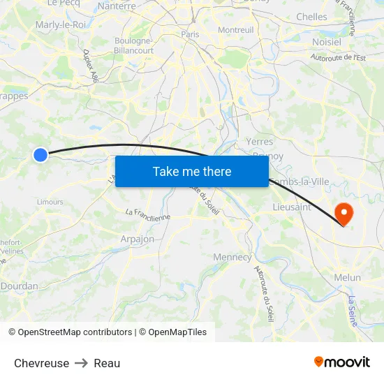 Chevreuse to Reau map