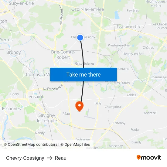 Chevry-Cossigny to Reau map