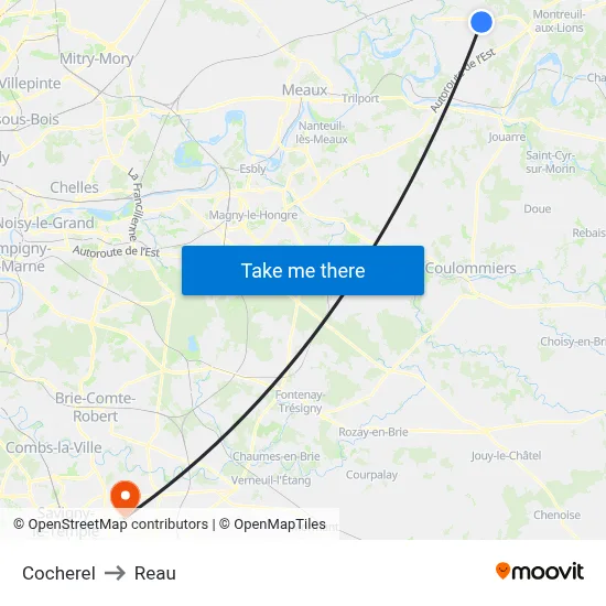 Cocherel to Reau map