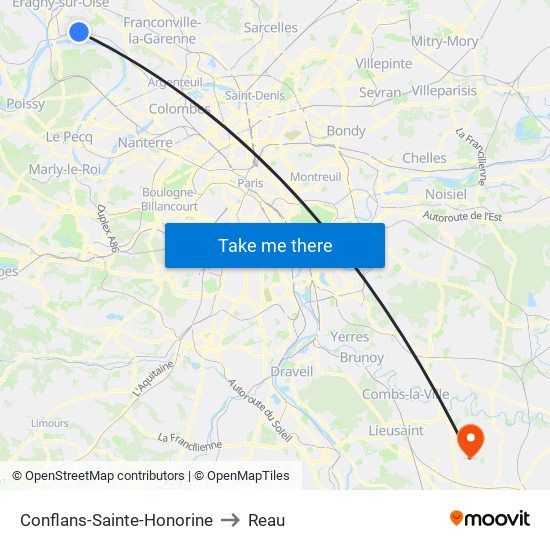 Conflans-Sainte-Honorine to Reau map