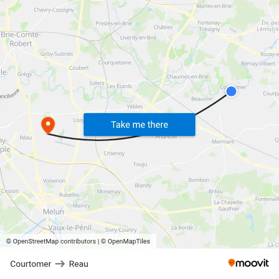 Courtomer to Reau map