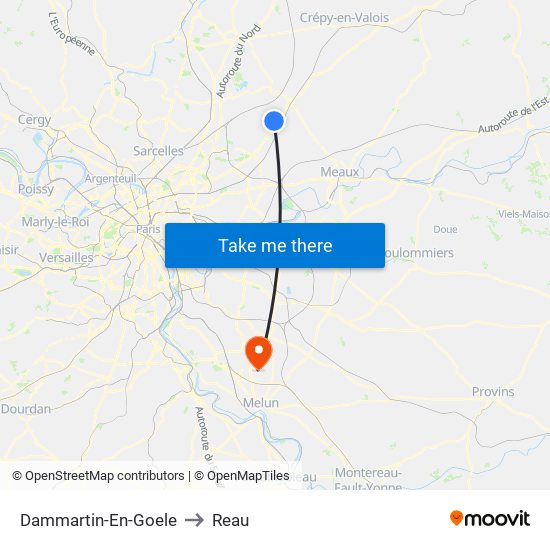 Dammartin-En-Goele to Reau map