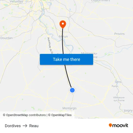 Dordives to Reau map