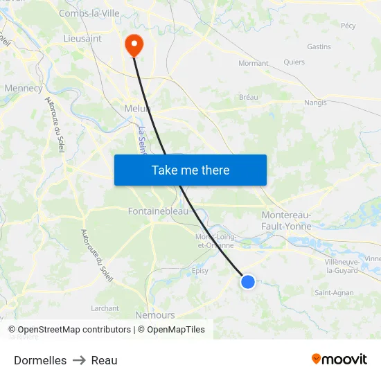 Dormelles to Reau map