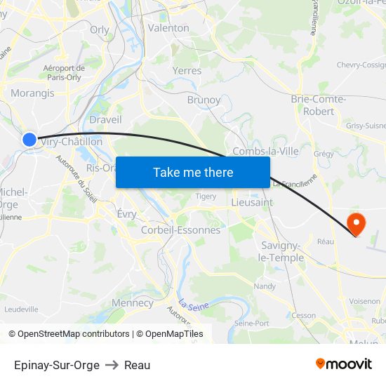 Epinay-Sur-Orge to Reau map