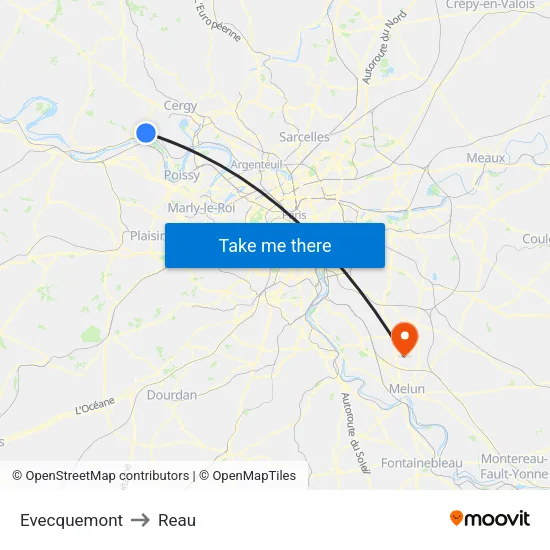 Evecquemont to Reau map