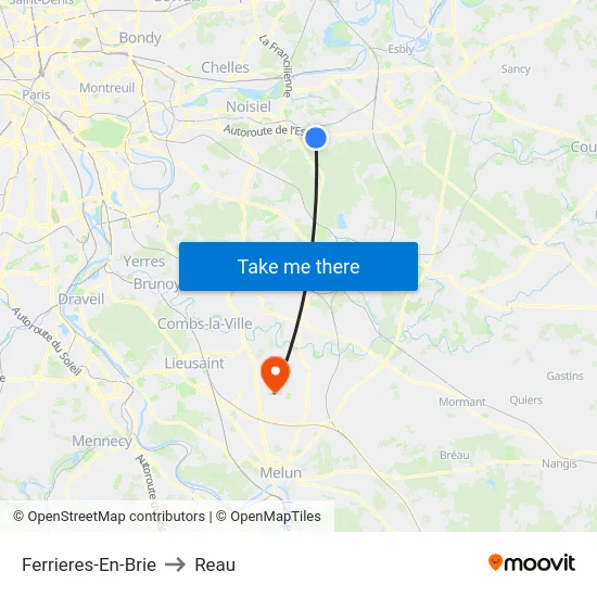 Ferrieres-En-Brie to Reau map