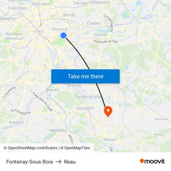 Fontenay-Sous-Bois to Reau map