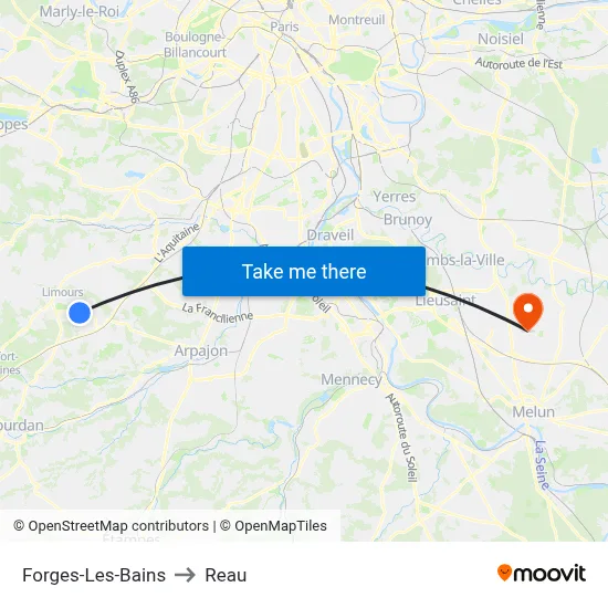 Forges-Les-Bains to Reau map