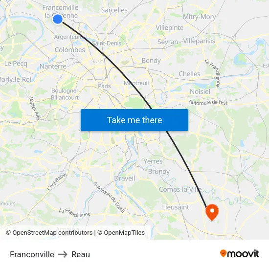 Franconville to Reau map