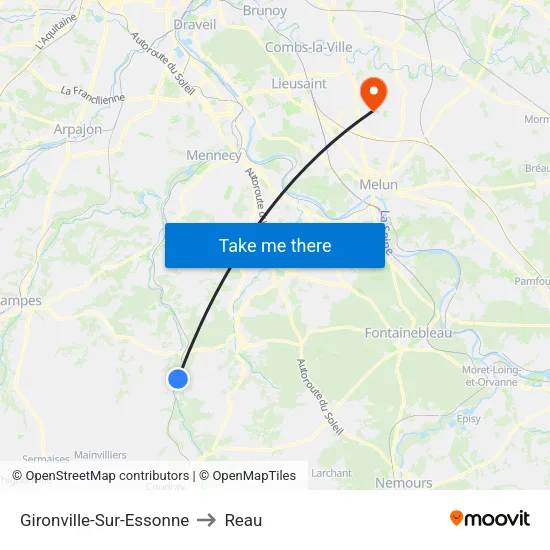 Gironville-Sur-Essonne to Reau map