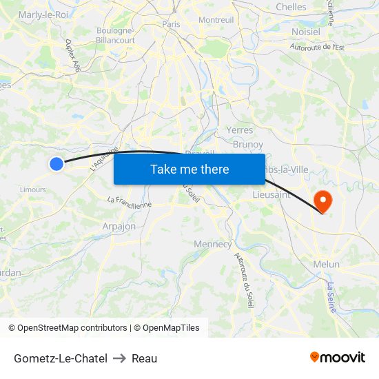 Gometz-Le-Chatel to Reau map