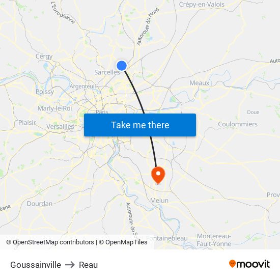 Goussainville to Reau map