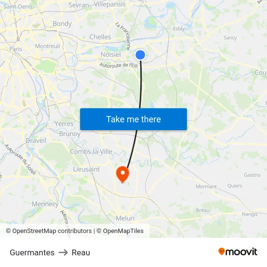 Guermantes to Reau map