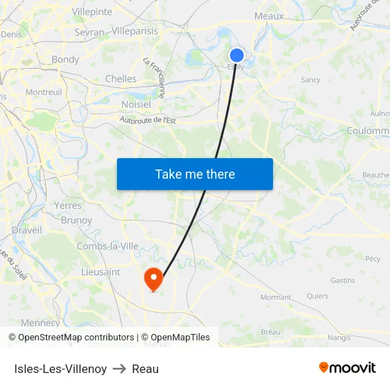 Isles-Les-Villenoy to Reau map