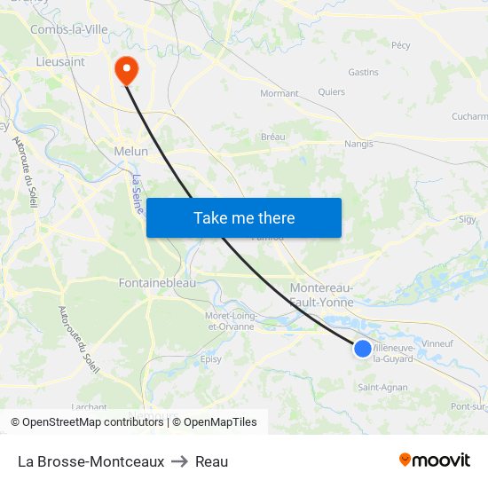 La Brosse-Montceaux to Reau map