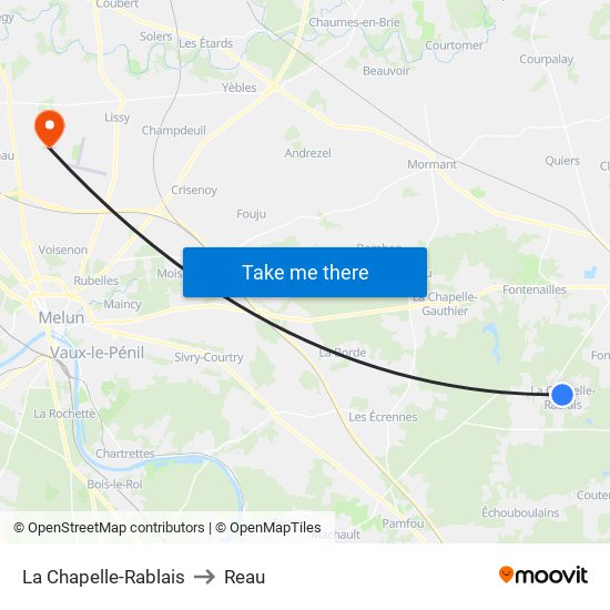 La Chapelle-Rablais to Reau map