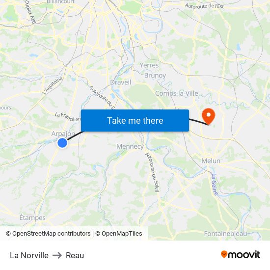 La Norville to Reau map