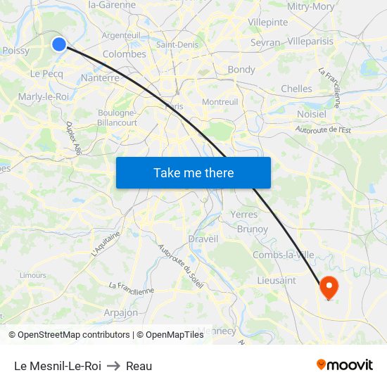 Le Mesnil-Le-Roi to Reau map