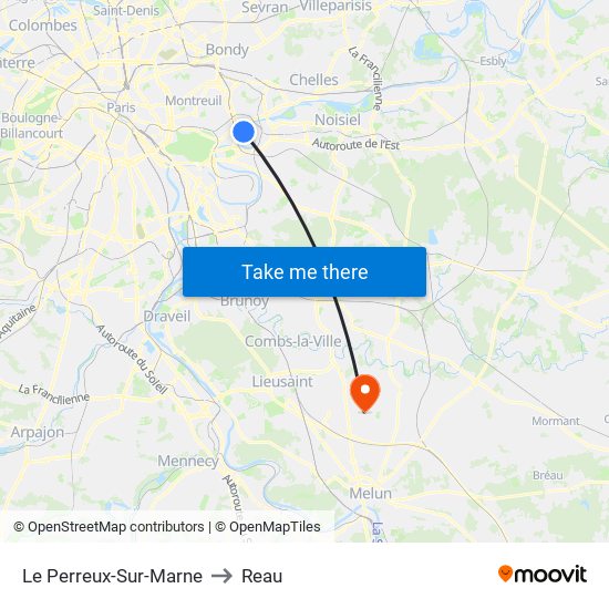Le Perreux-Sur-Marne to Reau map