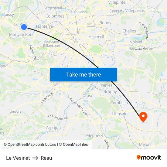 Le Vesinet to Reau map