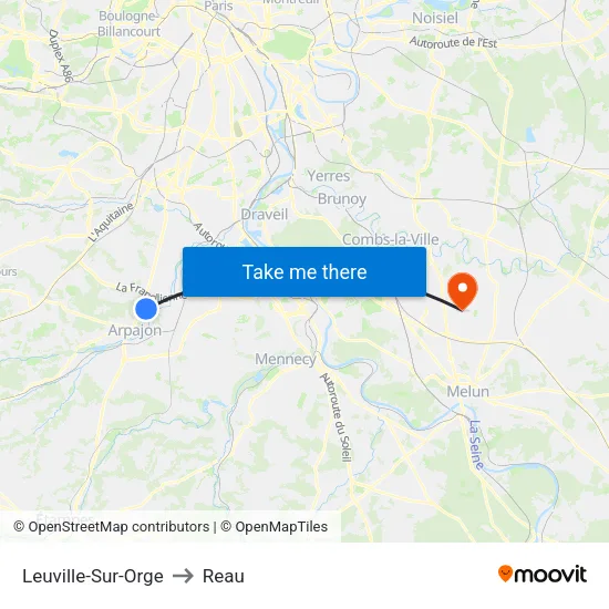 Leuville-Sur-Orge to Reau map