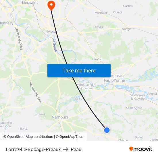 Lorrez-Le-Bocage-Preaux to Reau map
