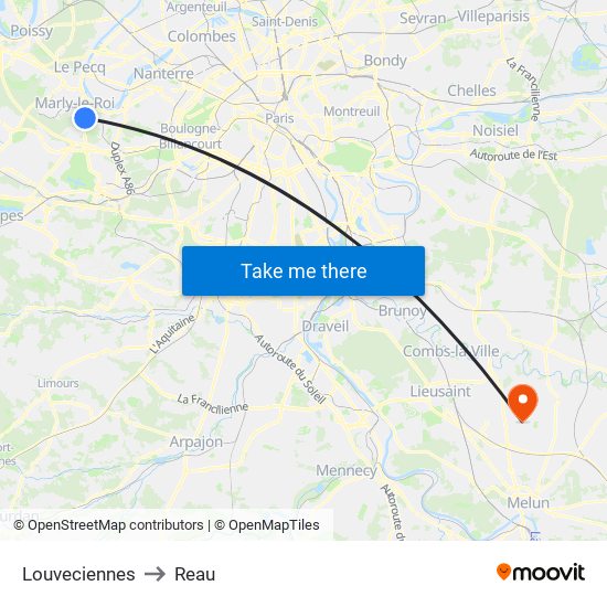 Louveciennes to Reau map